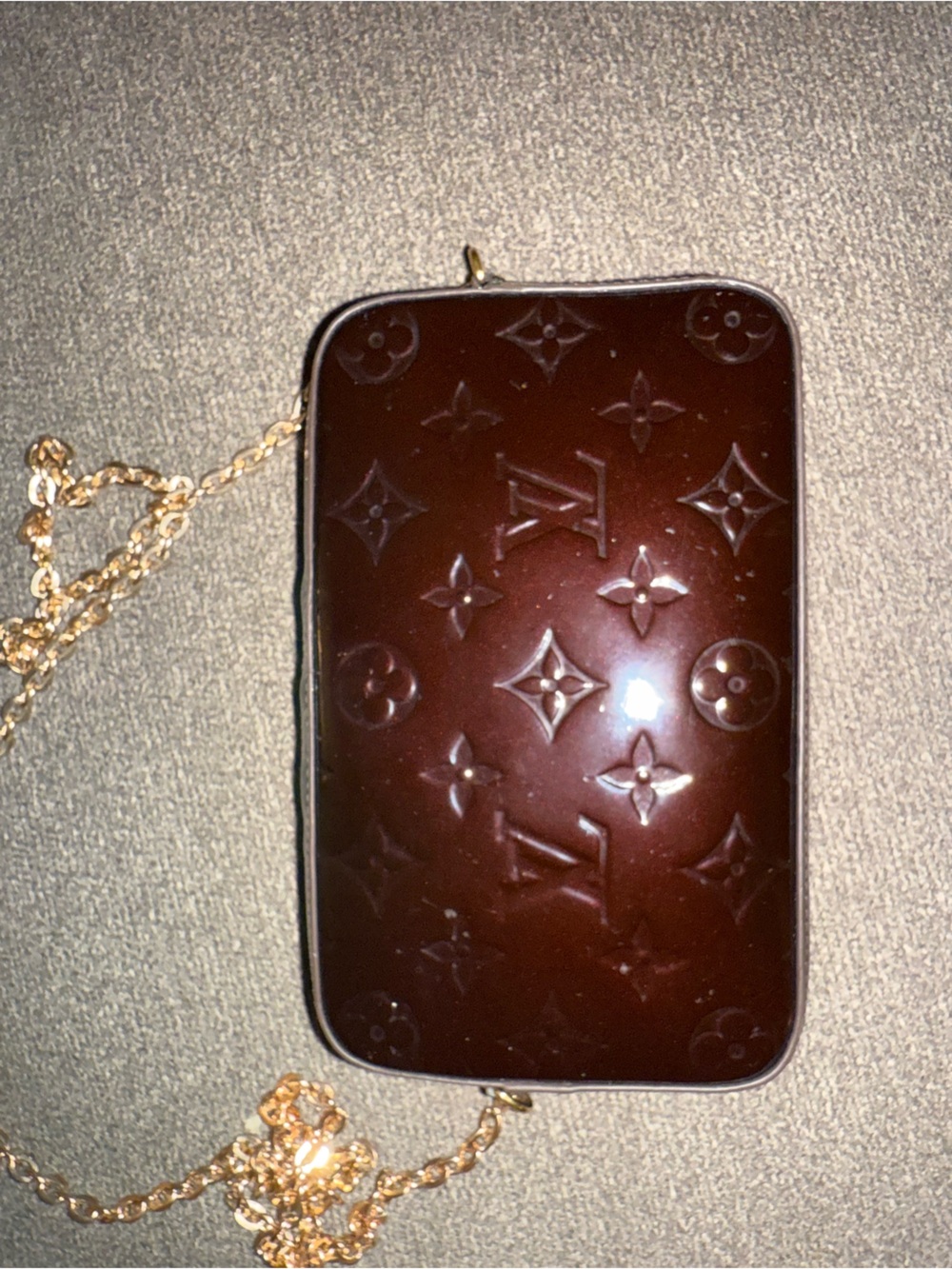 Louis Vuitton Vernis Amarante Camera Bag Crossbody Gold Chain